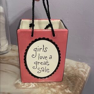 Trendy Pink Ceramic Bag with Fun Message